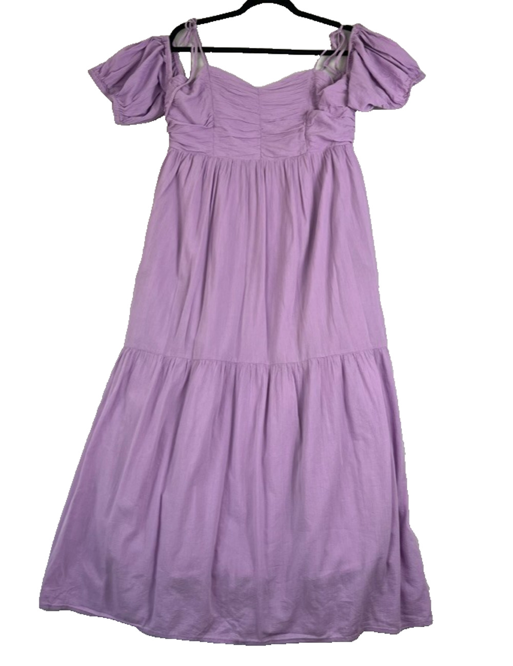 Universal Thread Lavender Maxi Dress Large Tiered Off the Shoulder Puff Sleeve